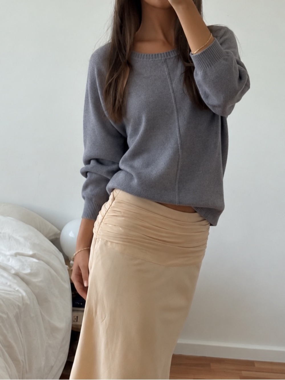 Bianco & Blu light blue knit sweater - Silk Wool Cashmere